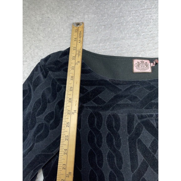 Vintage Y2K  Juicy Couture Black Velour Dress  USA L Goth - Picture 8 of 9